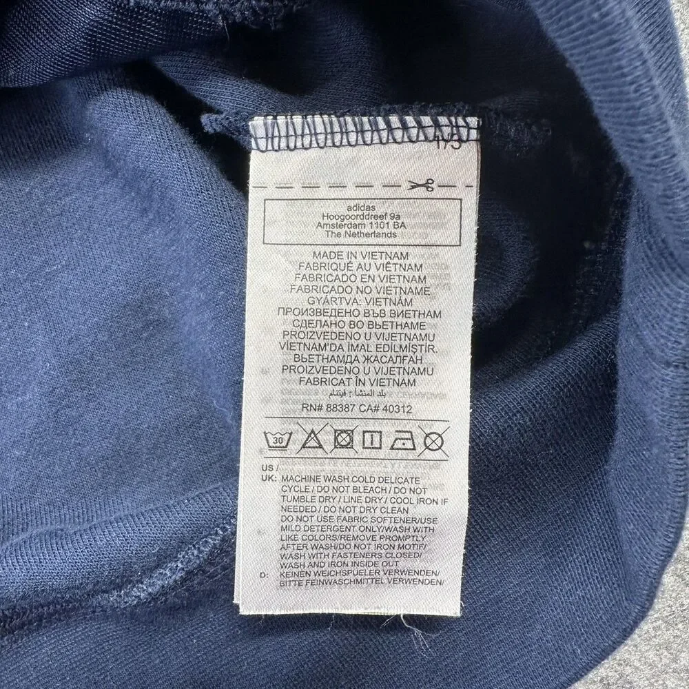 Adidas Sweatshirt Mens 2XL Blue 1/4 Zip Fleece Kangaroo Pocket Pullover